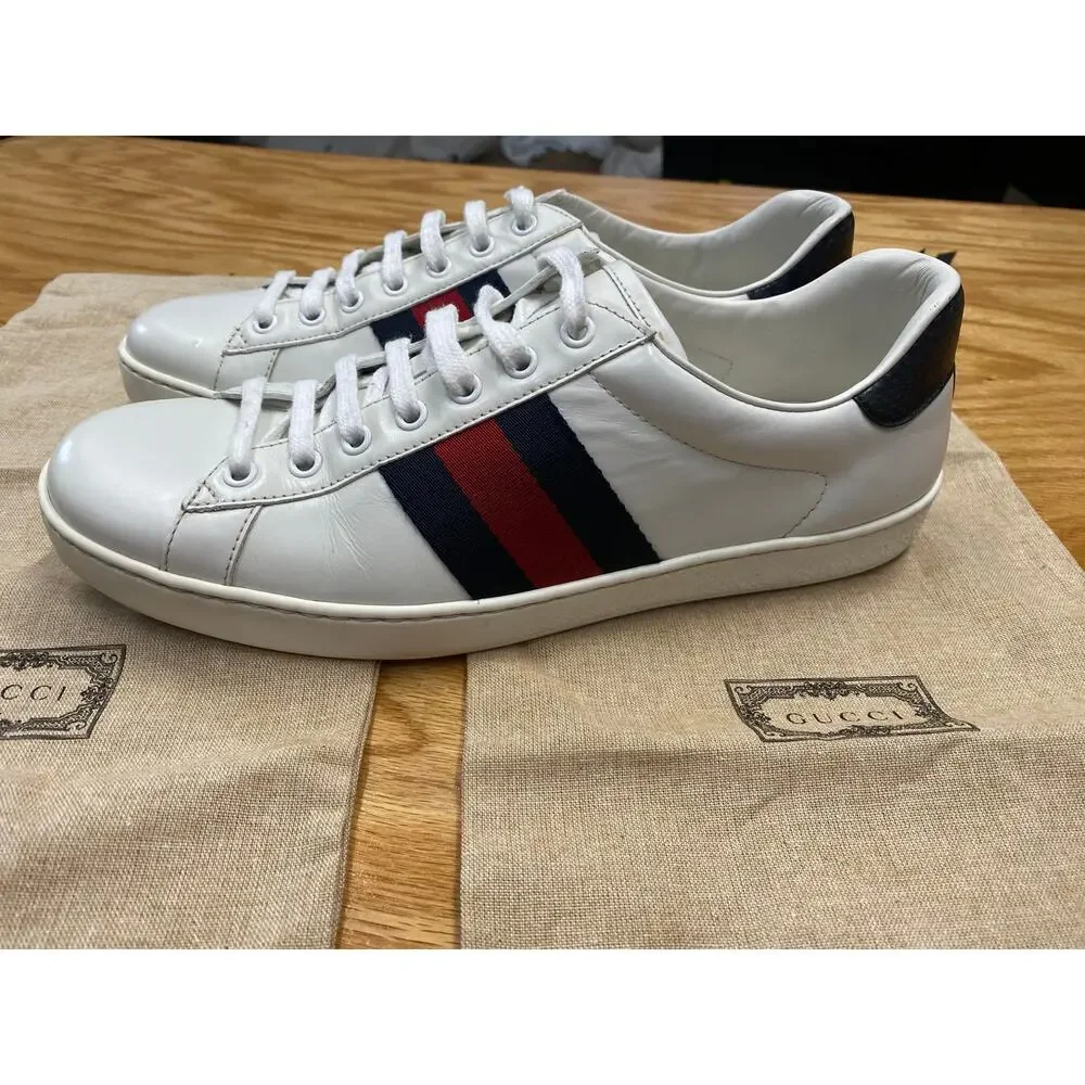 Men’s Gucci Ace Sneaker - Leather ‘White Blue’ size 8 - Picture 2 of 6